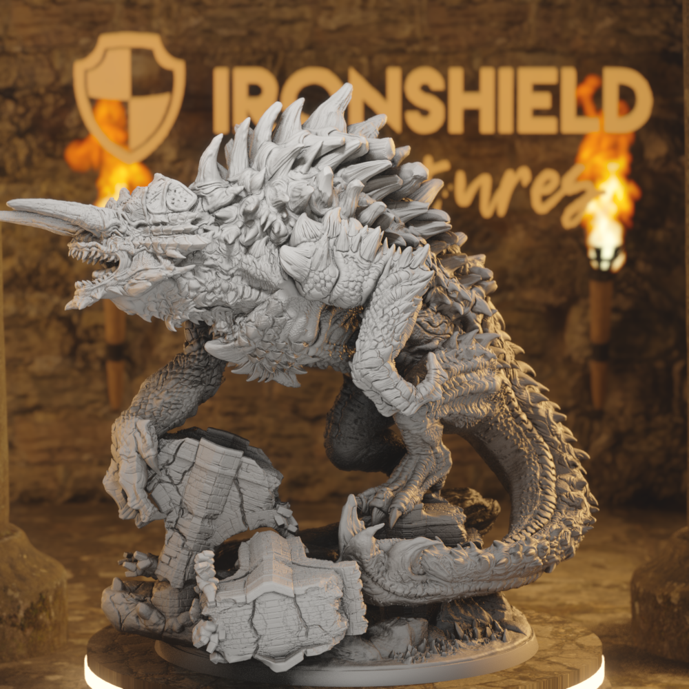 Terrasque, Terror of the Wastes Monstrosity DnD miniature 3D printed resin tabletop RPG figure