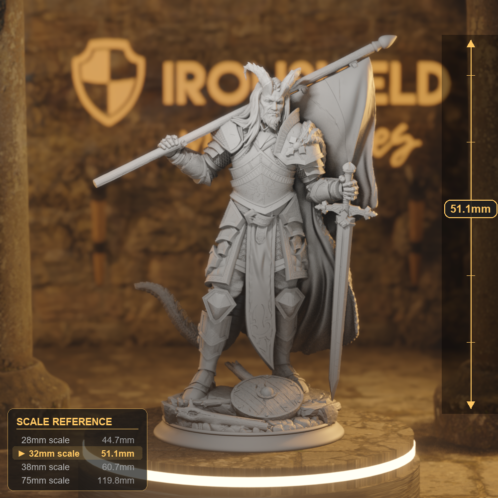 The Captain Tiefling Fighter, Paladin DnD miniature 3D printed resin tabletop RPG figure
