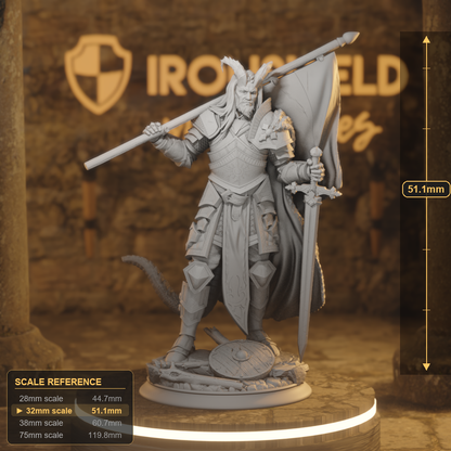 The Captain Tiefling Fighter, Paladin DnD miniature 3D printed resin tabletop RPG figure