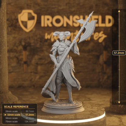 The Matriarch Tiefling Fighter, Paladin DnD miniature 3D printed resin tabletop RPG figure