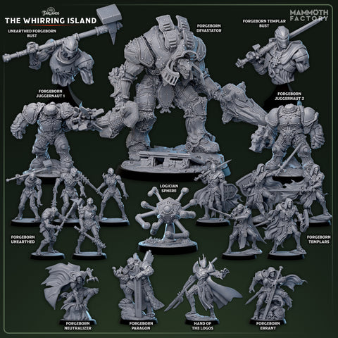The Whirring Island - Full Set 20 Forgeborn Warforged Construct Miniatures Farlands | DnD Tabletop RPG | Mammoth Factory