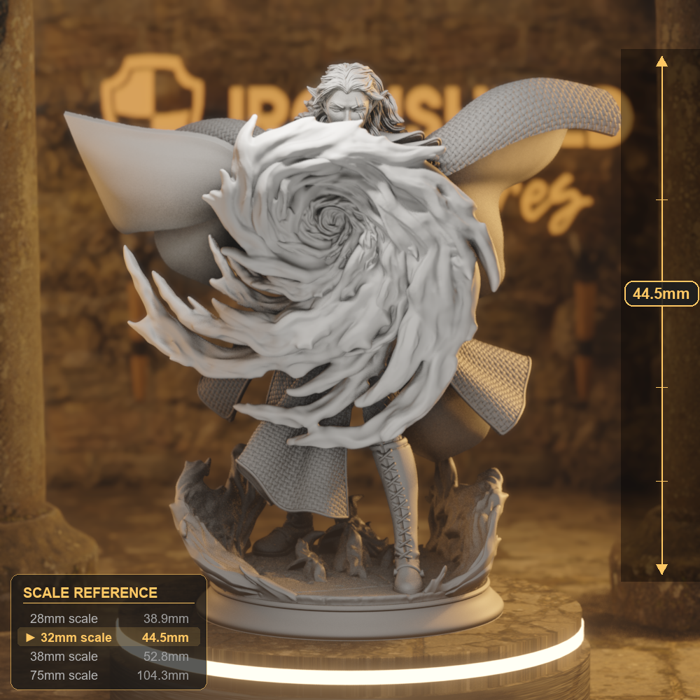 Tyria Unbridled Elf Sorcerer, Warlock, Wizard DnD miniature 3D printed resin tabletop RPG figure