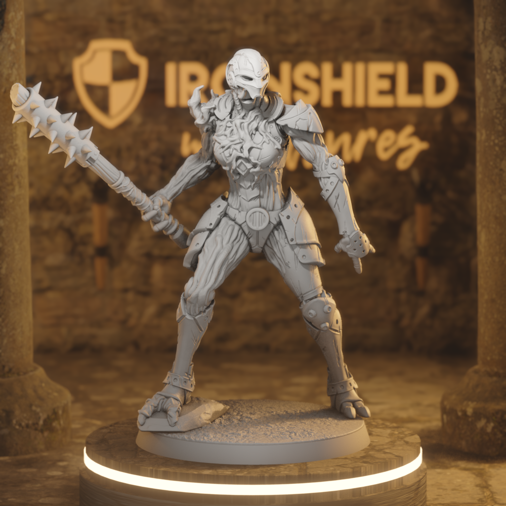 The Whirring Island - Unearthed Forgeborn - Corrupted Warforged Construct Fighter Spiked-Club Revenant