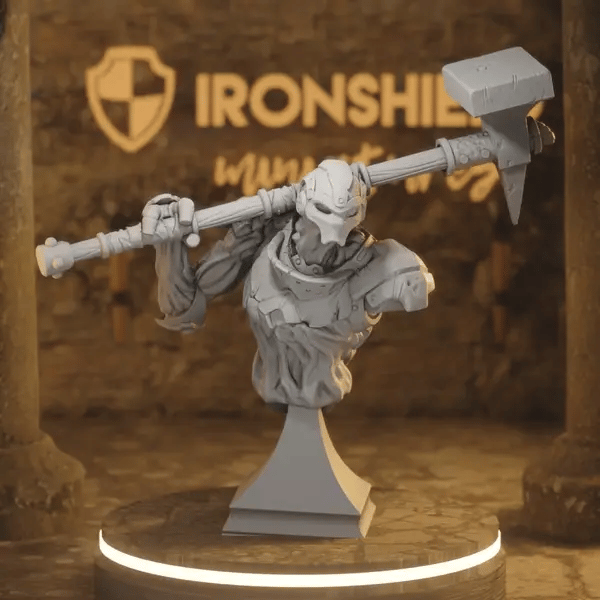 Unearthed Forgeborn Bust DnD miniature 360 turntable animation