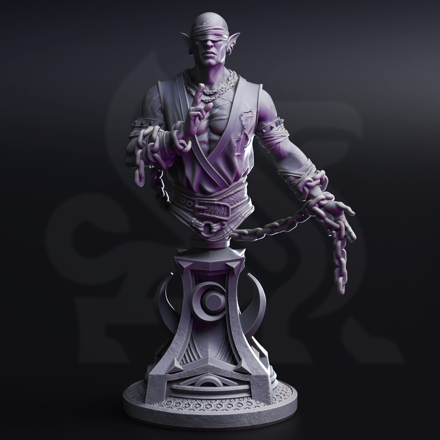 BUST - Uxas – Blind Drow Monk 120mm tall