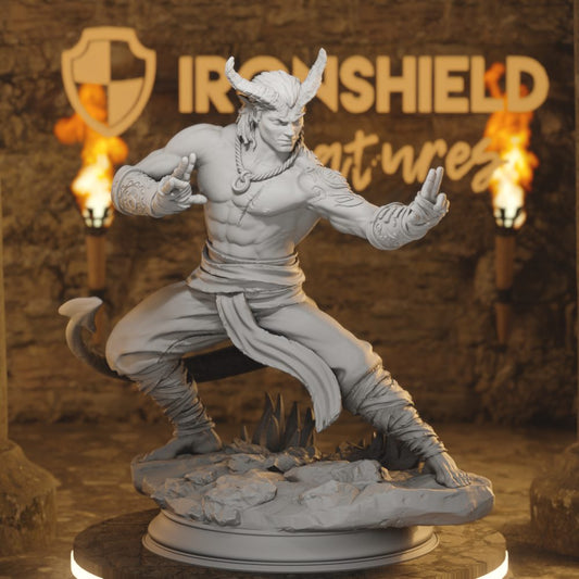 Verek Tiefling Monk DnD miniature 3D printed resin tabletop RPG figure