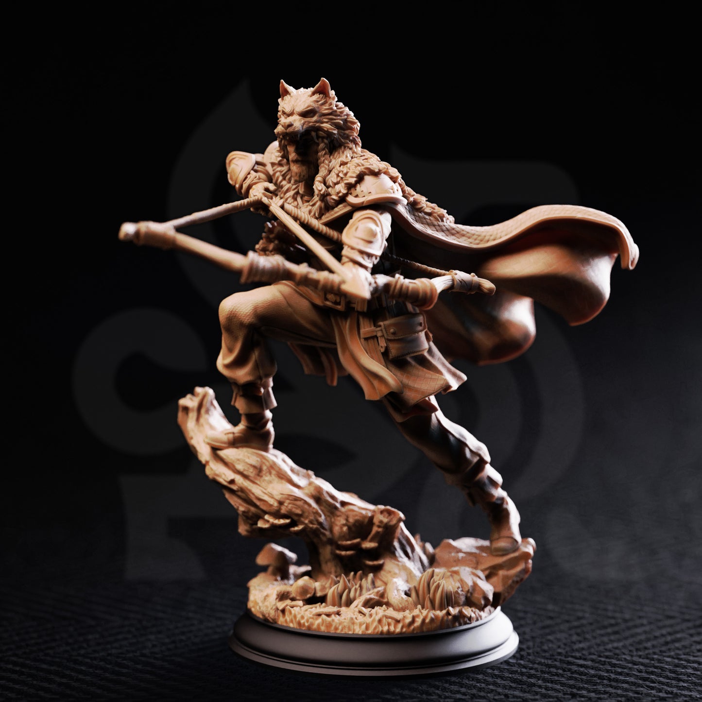Vidarr Skallgrim - Human Hunter Ranger Archer DnD miniature 3D printed resin figure alternate angle