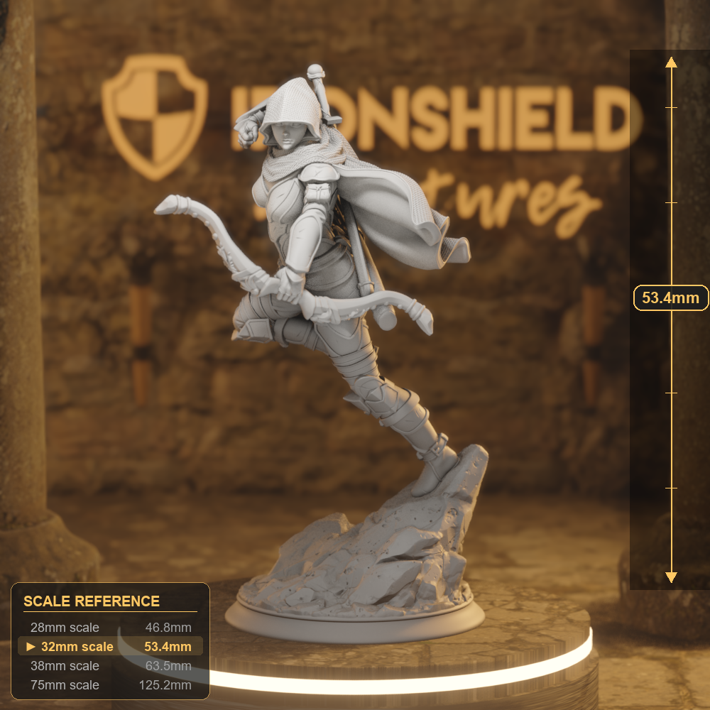 Virana Hunter Human Ranger DnD miniature 3D printed resin tabletop RPG figure