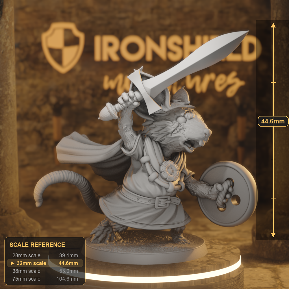 Walter Dimsby Beastfolk Fighter DnD miniature 3D printed resin tabletop RPG figure