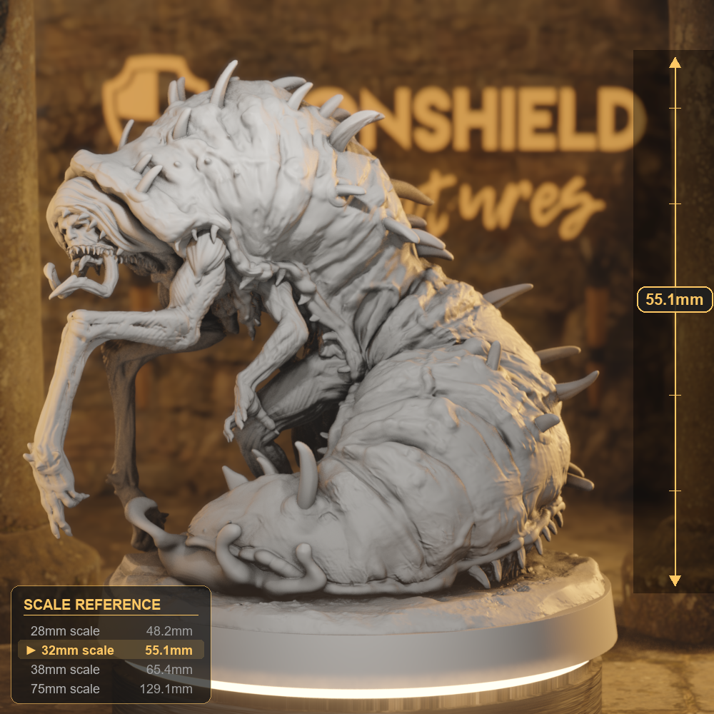 Whispering Worm 1 Aberration DnD miniature 3D printed resin tabletop RPG figure