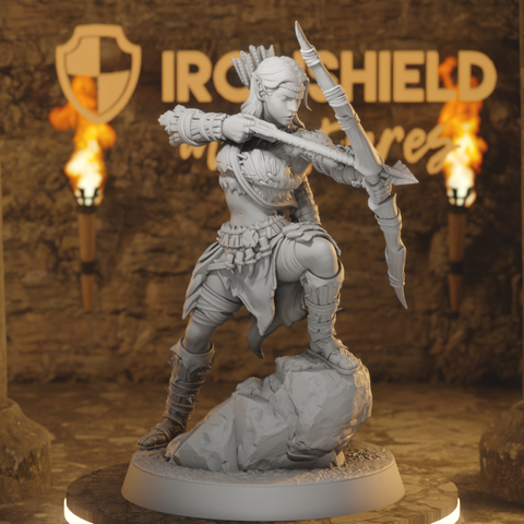 Whisperwood Ranger - Drawn-Bow Wood Elf Archer Huntress of the Whisperwood