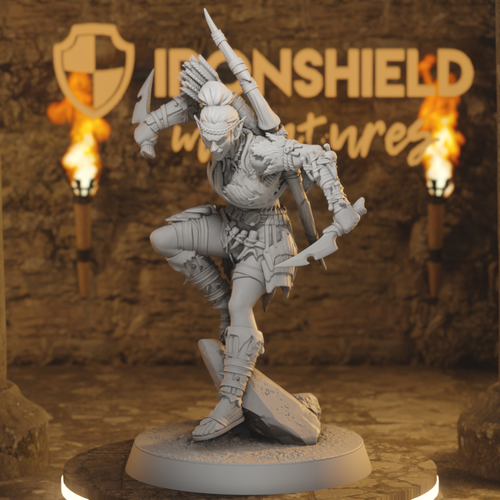 Whisperwood Ranger 3 Elf Ranger DnD miniature 3D printed resin tabletop RPG figure