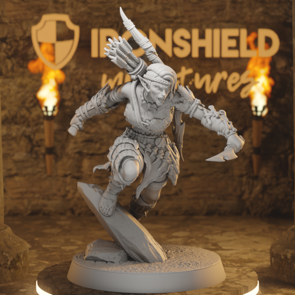 Whisperwood Ranger 4 Elf Ranger DnD miniature 3D printed resin tabletop RPG figure