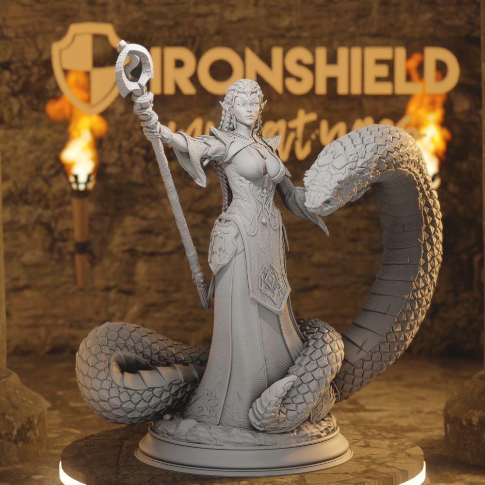 Zarya - Sun Elf Sorcerer Serpent Scholar of Hinatal DnD miniature 3D printed resin tabletop RPG figure