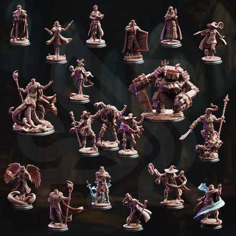 The Arcane University - Full Set 20 Wizard Mage Spellcaster Miniatures | DnD Tabletop RPG | DM Stash