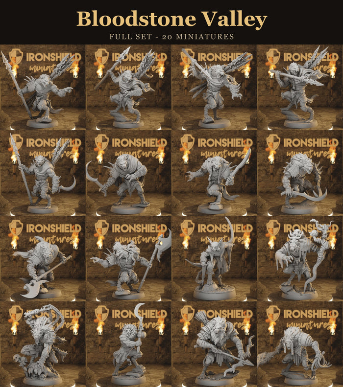 Bloodstone Valley - Full Set 20 Gnoll Warband Valley Monster Miniatures | DnD Tabletop RPG | Mammoth Factory
