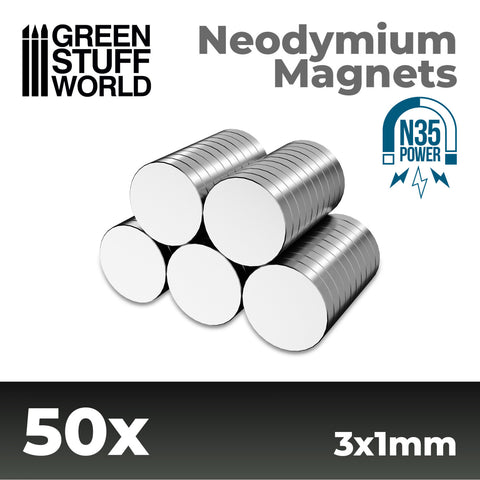 Green Stuff World Neodymium Magnets 3x1mm - SET x50 (N35)