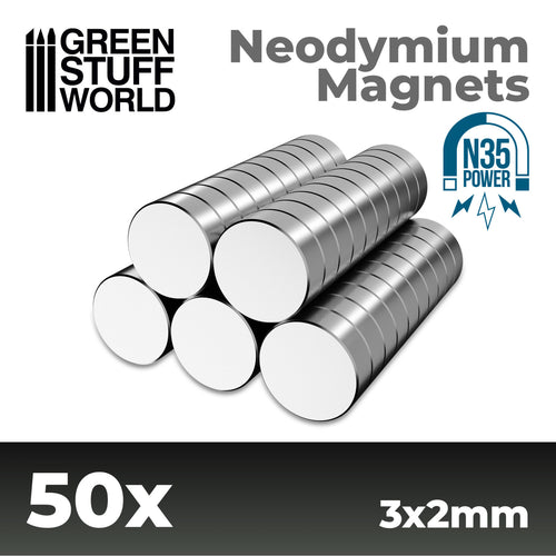 Green Stuff World Neodymium Magnets 3x2mm - SET x50 (N35)
