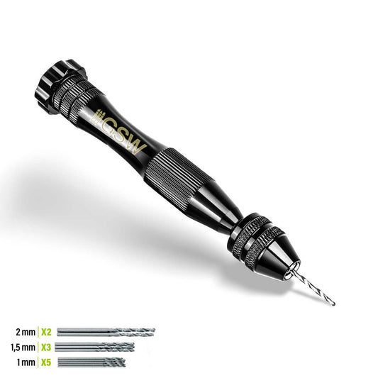 Green Stuff World BLACK Hand Drill with 10x Drill bits