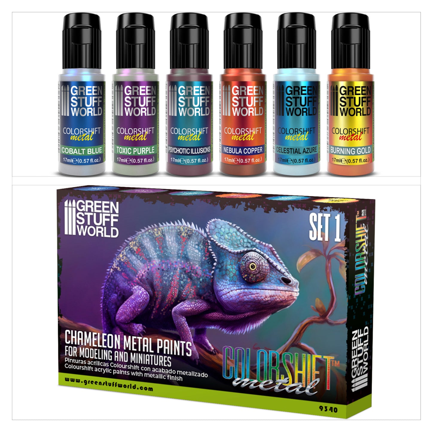 Green Stuff World Paint Set - Colorshift Chamaleon 1 (Box x6)