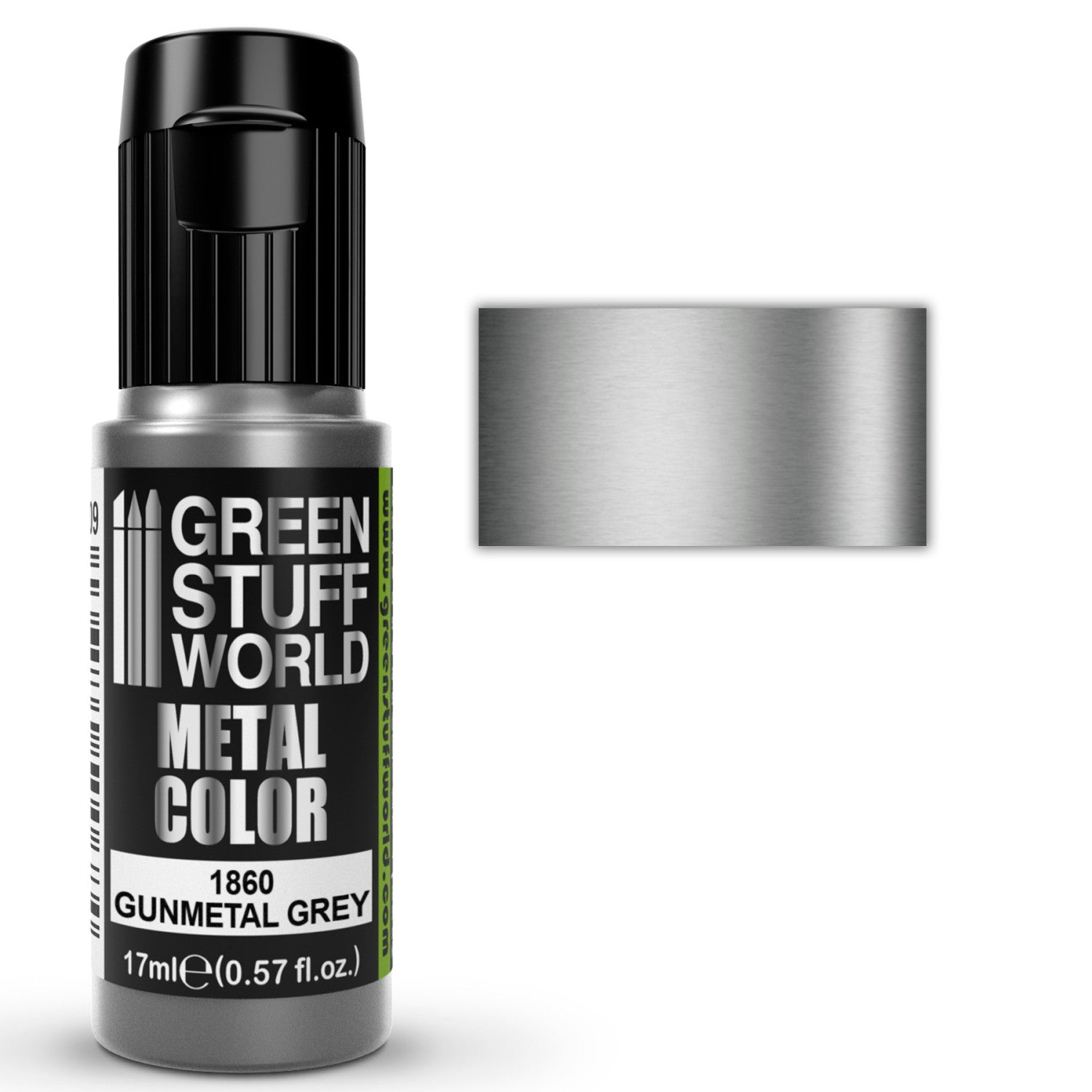 Green Stuff World Acrylic Metal Paint - GUNMETAL GREY 17ml