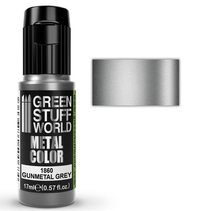 Green Stuff World Acrylic Metal Paint - GUNMETAL GREY 17ml