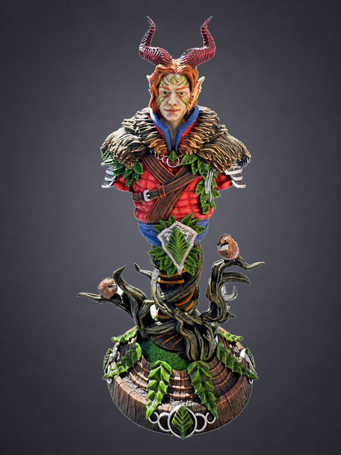 Garyck Bust - Hand-Painted Tiefling Druid Guardian - 120mm Display Bust | DnD Tabletop RPG