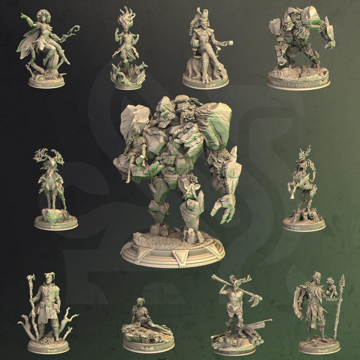 Guardians of the Fey - Full Set 12 Fey Druid Elf Guardian Miniatures | DnD Tabletop RPG | DM Stash