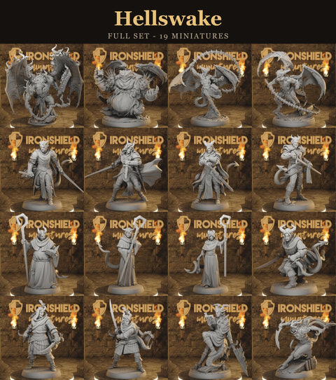 Hellswake - Full Set 19 Demon Knight Infernal Monster Miniatures | DnD Tabletop RPG | Mammoth Factory