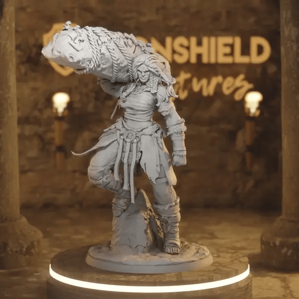 Hill Giant Matriarch DnD miniature 360 turntable animation