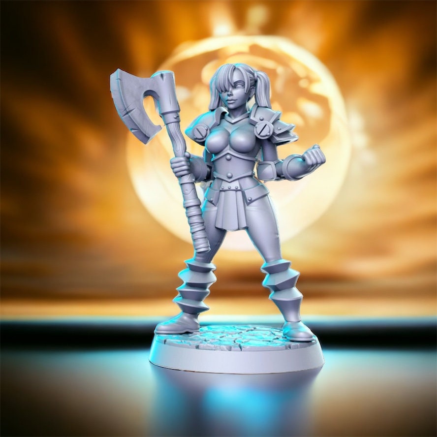 Chaos girl v4 without helmet dnd figure print 3d resin 12k 32mm miniatures figures mini