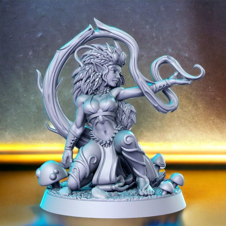 Dryad druid women nature spells dnd figure print 3d resin 12k 32mm miniatures figures mini