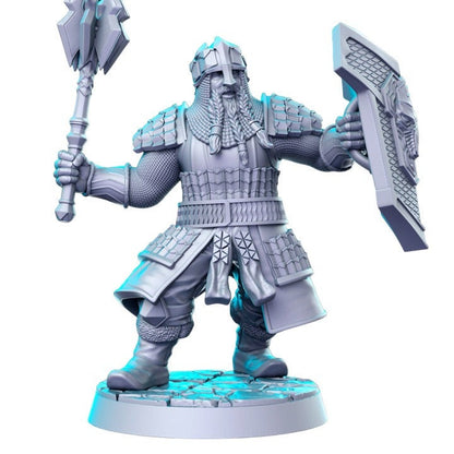 Dwarf mace with shield armory dnd figure print 3d resin 12k 32mm miniatures figures mini