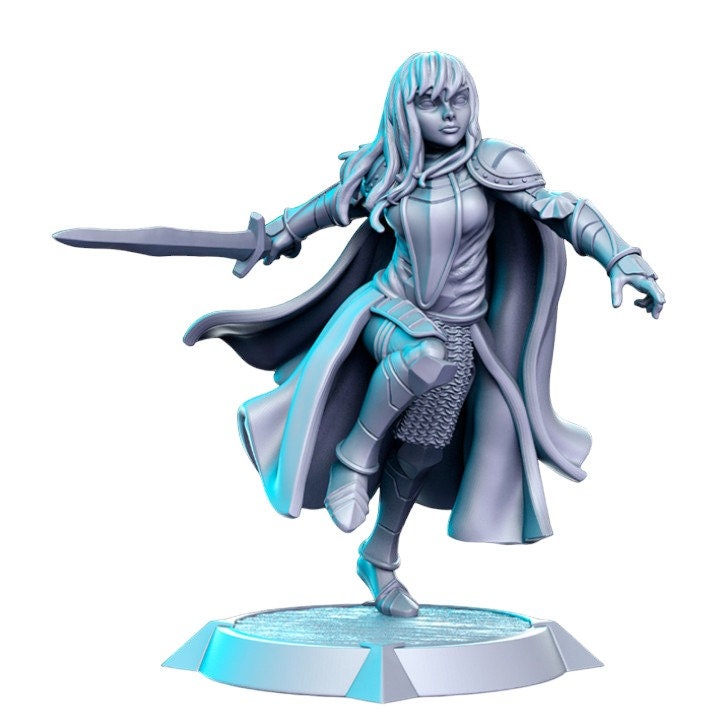 Elune warrior girl without helmet dnd figure print 3d resin 12k 32mm miniatures figures mini