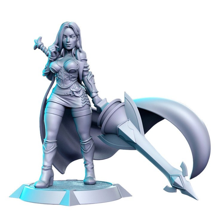 Melise warrior woman dnd figure print 3d resin 12k 32mm miniatures figures mini