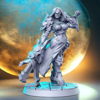 Landa blind warrior woman sword dnd figure print 3d resin 12k 32mm miniatures figures mini