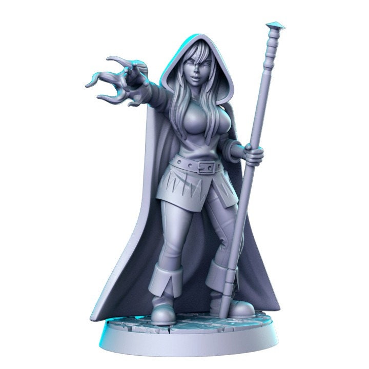 Mage woman sorcerer wizard dnd figure print 3d resin 12k 32mm miniatures figures mini