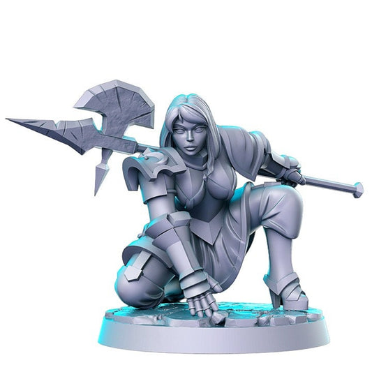 Monja halberd girl hood dnd figure print 3d resin 12k 32mm miniatures figures mini