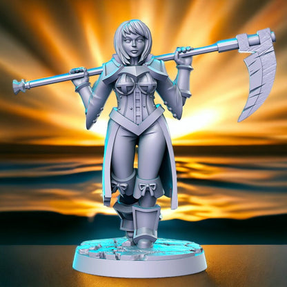 Monja scythe big girl warrior dnd figure print 3d resin 12k 32mm miniatures figures mini