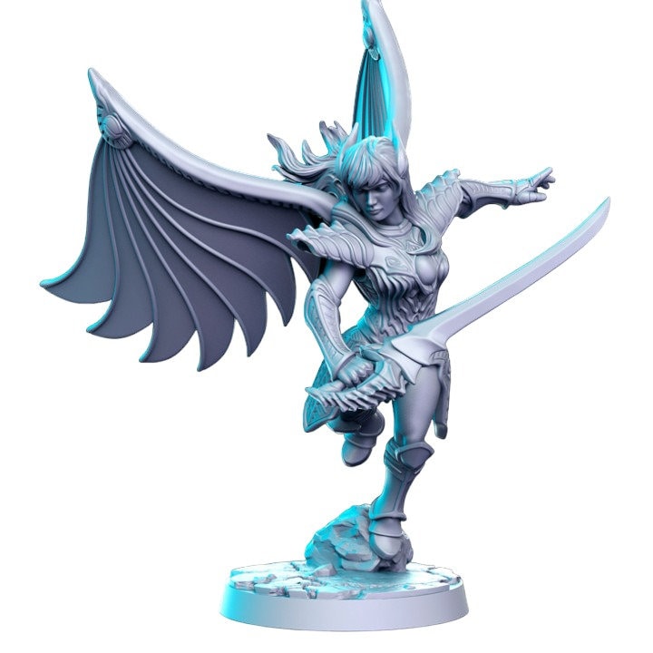 Soldier Rose winged with sword dnd figure print 3d resin 12k 32mm miniatures figures mini