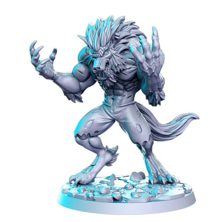 Brule transforming werewolf for dnd figure print 3d resin 12k 32mm miniatures figures mini