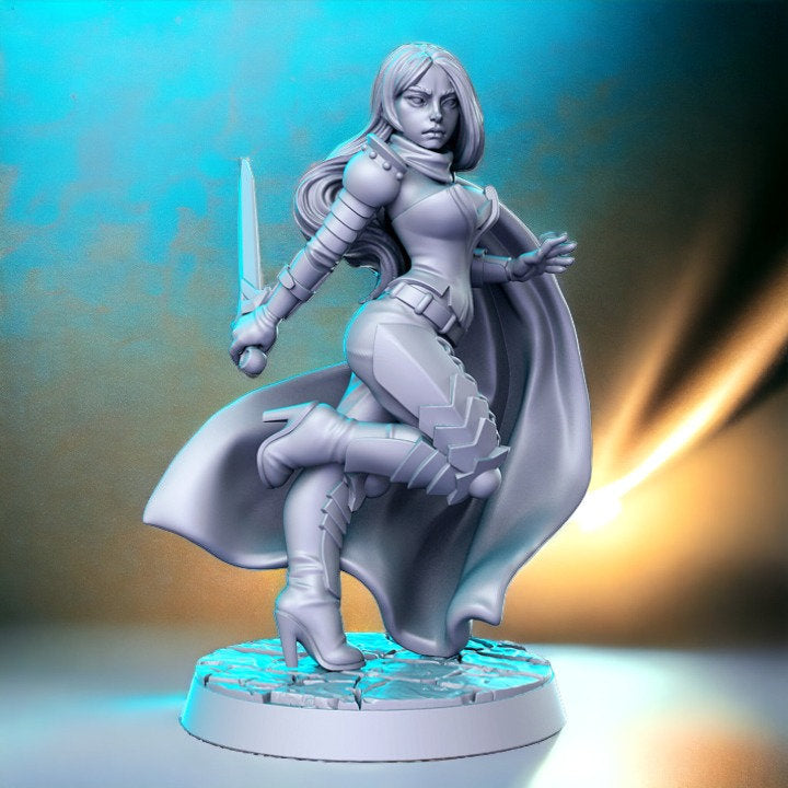 Deliat sword assassin girl for dnd figure print 3d resin 12k 32mm miniatures figures mini