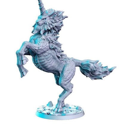 Leocorn lion with horn and dragon scales monster for dnd figure print 3d resin 12k 32mm miniatures figures mini