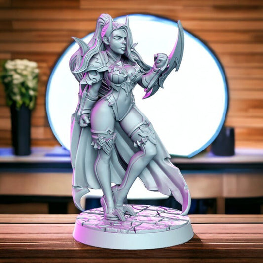 Elena silent assassin with a blade edge attack warrior woman for dnd figure print 3d resin 12k 32mm miniatures figures mini