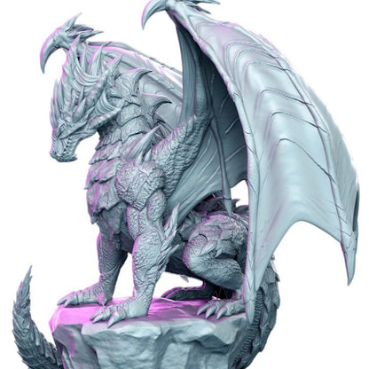 Krukhnir great dragon on a rock big figure for dnd figure print 3d resin 12k 32mm miniatures figures mini