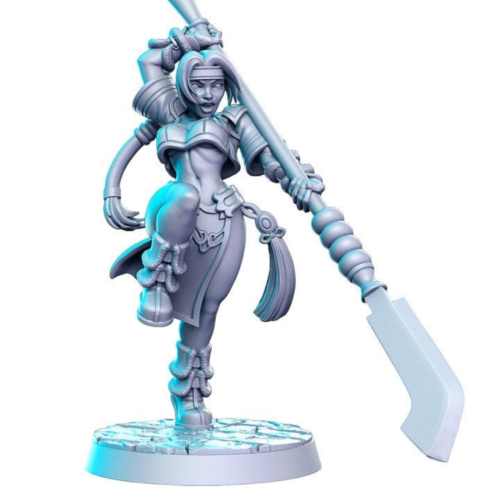 Nami sung asian glaive fighter trawl warrior for dnd figure print 3d resin 12k 32mm miniatures figures mini