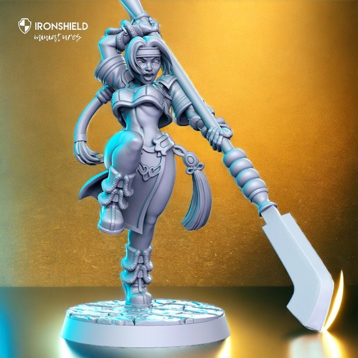 Nami sung asian glaive fighter trawl warrior for dnd figure print 3d resin 12k 32mm miniatures figures mini