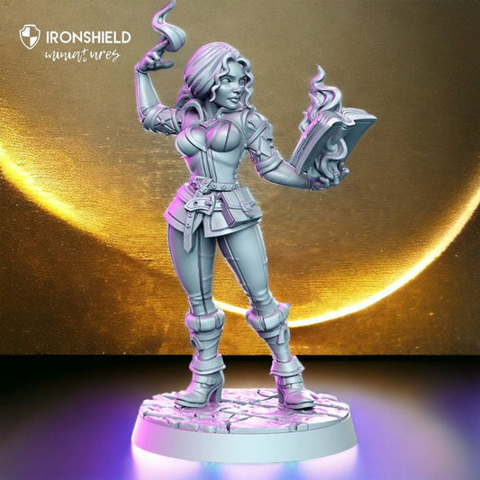 Silveria magic lady with a book of spells fire magic for dnd figure print 3d resin 12k 32mm miniatures figures mini