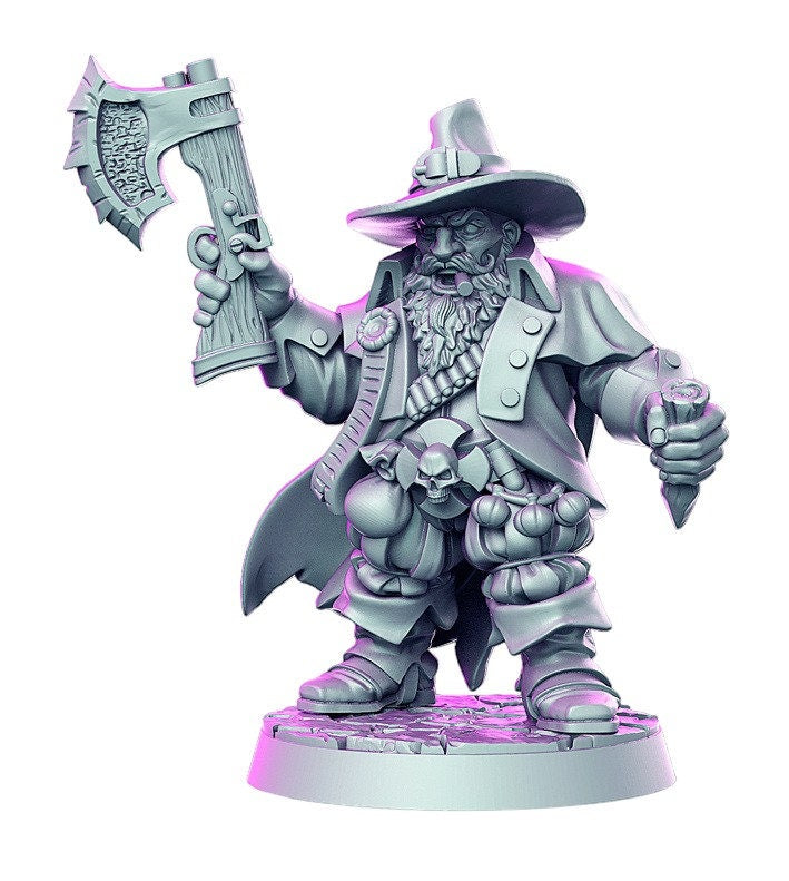 Balur Van Helding werewolf killer demon hunter shotgun captain detailed minis for dnd figure print 3d resin 12k 32mm miniatures figures mini