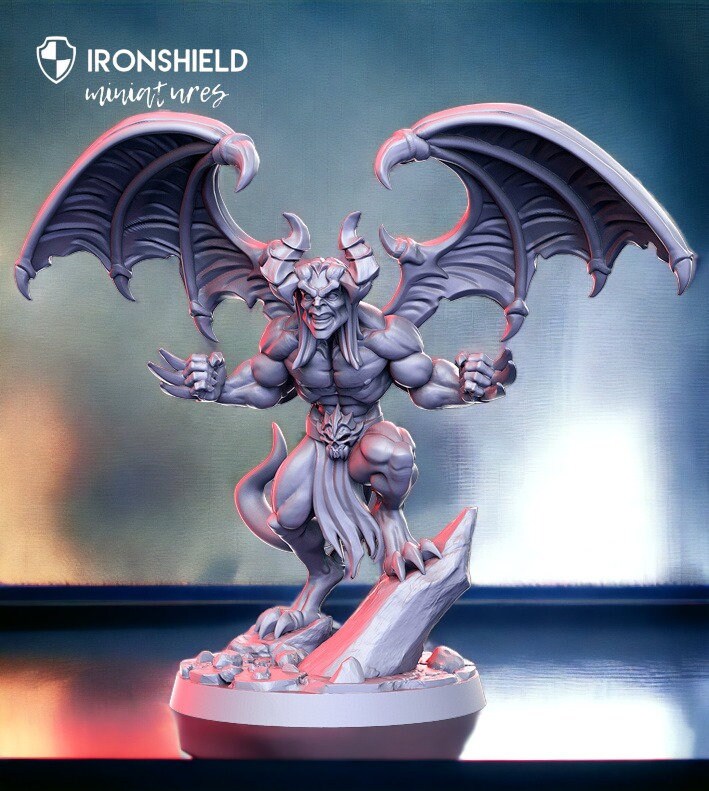 Dhamai winged demon hunter detailed minis for dnd figure print 3d resin 12k 32mm miniatures figures mini